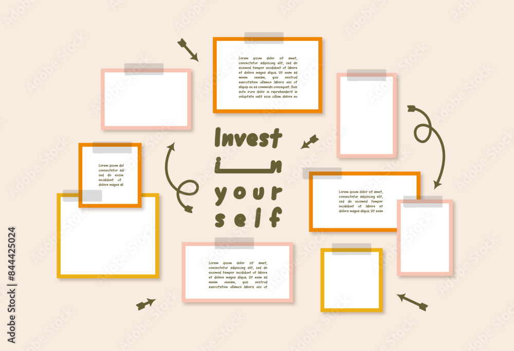 Vector photo collage template moodboard pictures grids vector illustration Vector photo collage template moodboard pictures grids vector illustration