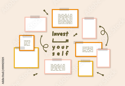 Vector photo collage template moodboard pictures grids vector illustration	