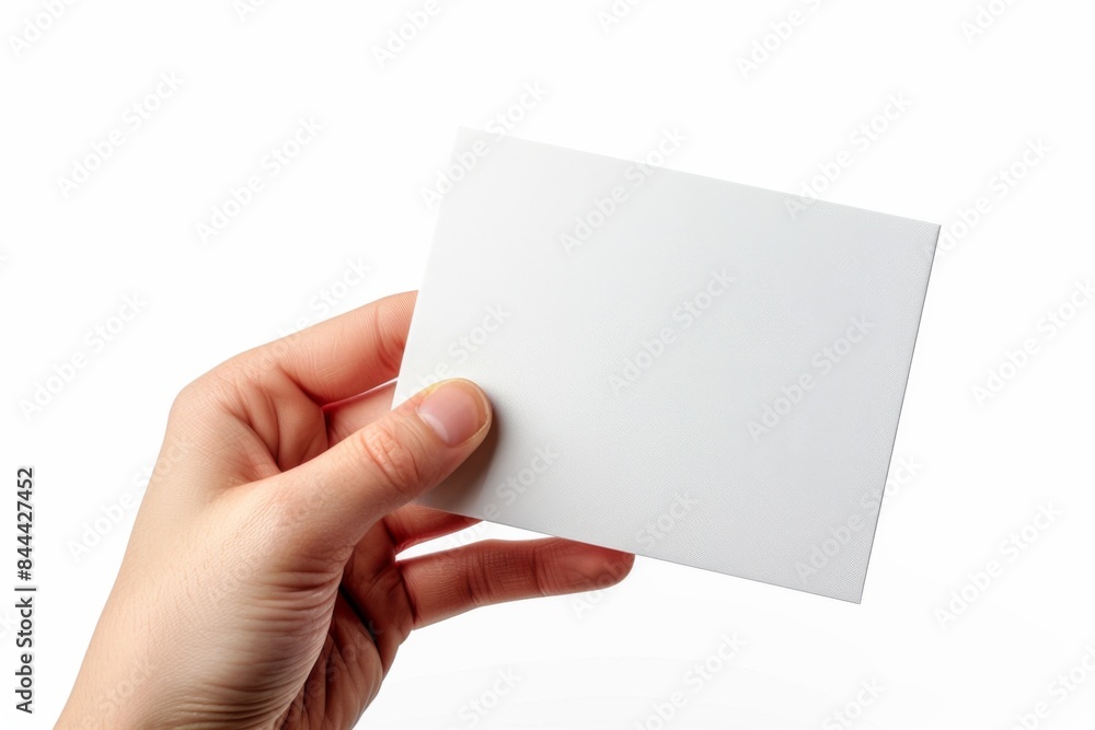 Obraz premium Blank White Card Mockup on Hand created with Generative AI