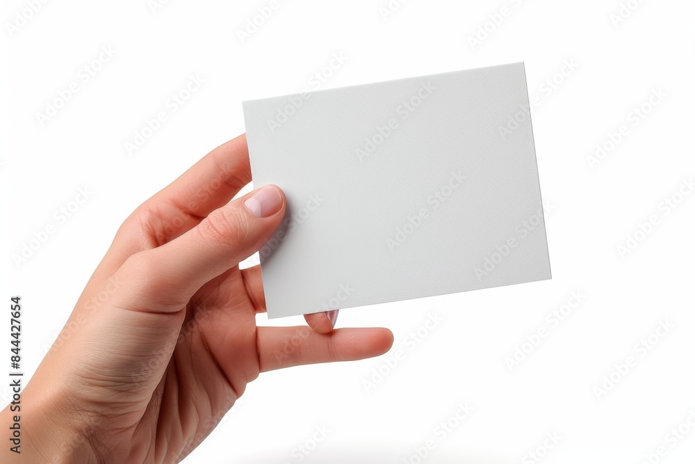 Obraz premium Blank White Card Mockup on Hand created with Generative AI