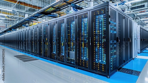 Data Center Dynamics. Network of data servers within a state-of-the-art data center. The Digital Infrastructure. Data center background. photo