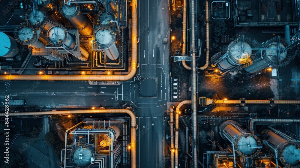 Fototapeta premium Industrial Complex Pipe Network. Best for Industrial background.