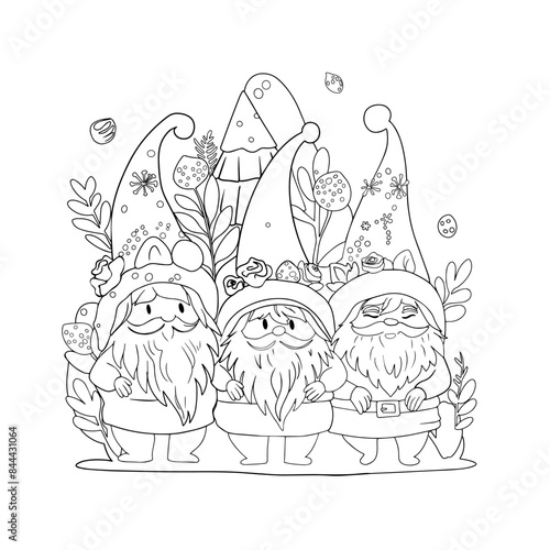 Vector illustration of a cute gnome. Design for a t-shirt group of gnomes. Children's illustration