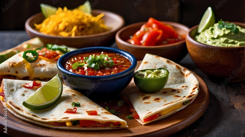 Traditional Mexican Quesadillas with Salsa and Lime
Traditional Mexican Quesadillas with Salsa and Lime