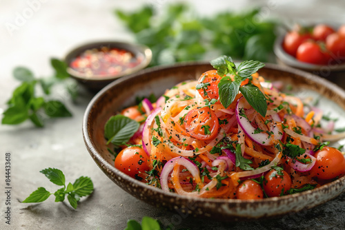 Spicy Papaya Noodle Salad with Fresh Herbs © artpritsadee