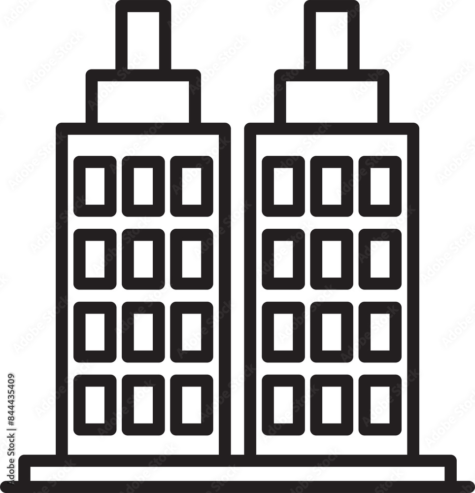 Tower Building Line Icon Tower Building Line Icon