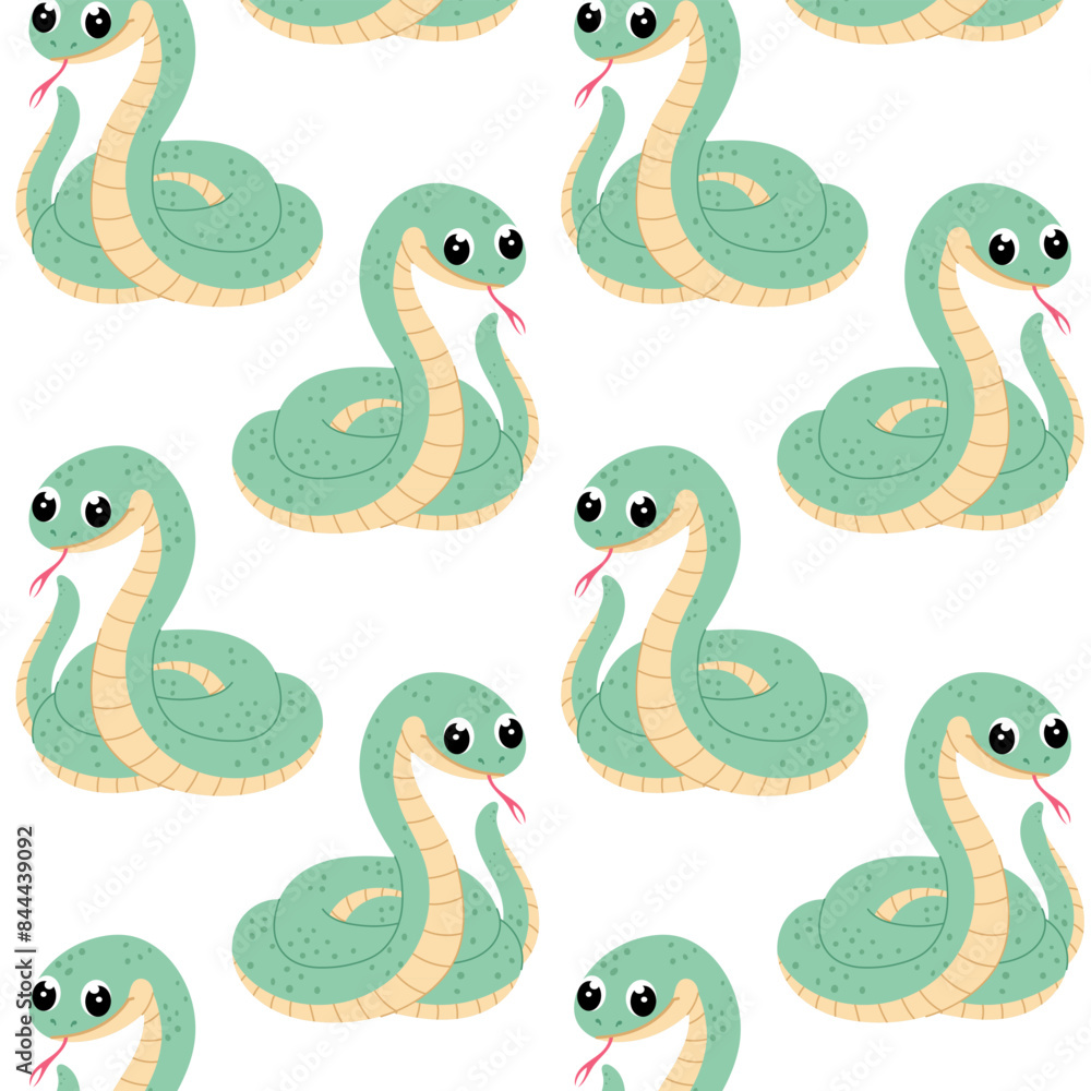 Pattern with snake in flat style on white background. Snake in flat style. Cartoon illustration of a viper. Symbol of the 2025 year. Pattern for textile, wrapping paper, background.
Pattern with snake in flat style on white background. Snake in flat style. Cartoon illustration of a viper. Symbol of the 2025 year. Pattern for textile, wrapping paper, background.