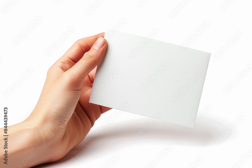 Blank White Card Mockup on Hand created with Generative AI Blank White Card Mockup on Hand created with Generative AI
