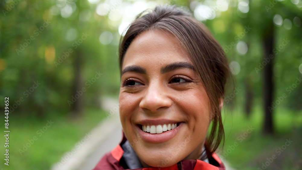 Happy young woman hiking and relaxing Happy young woman hiking and relaxing