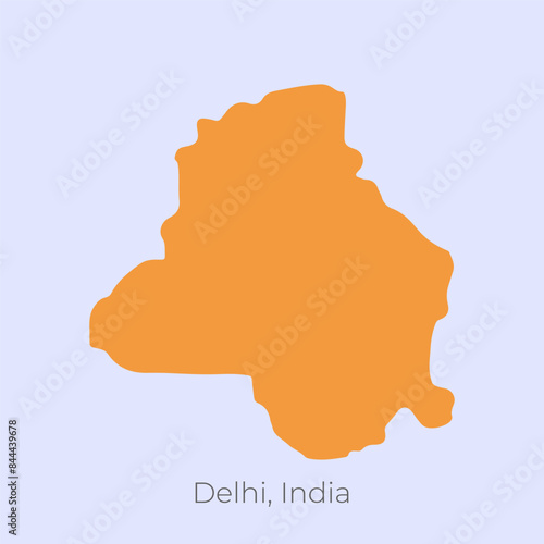 Delhi state map of India. Vector, Illustration. Delhi map.