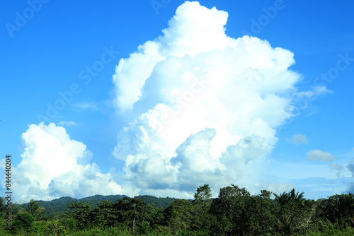 Cloudscape - Blue sky and white clouds, wide panorama