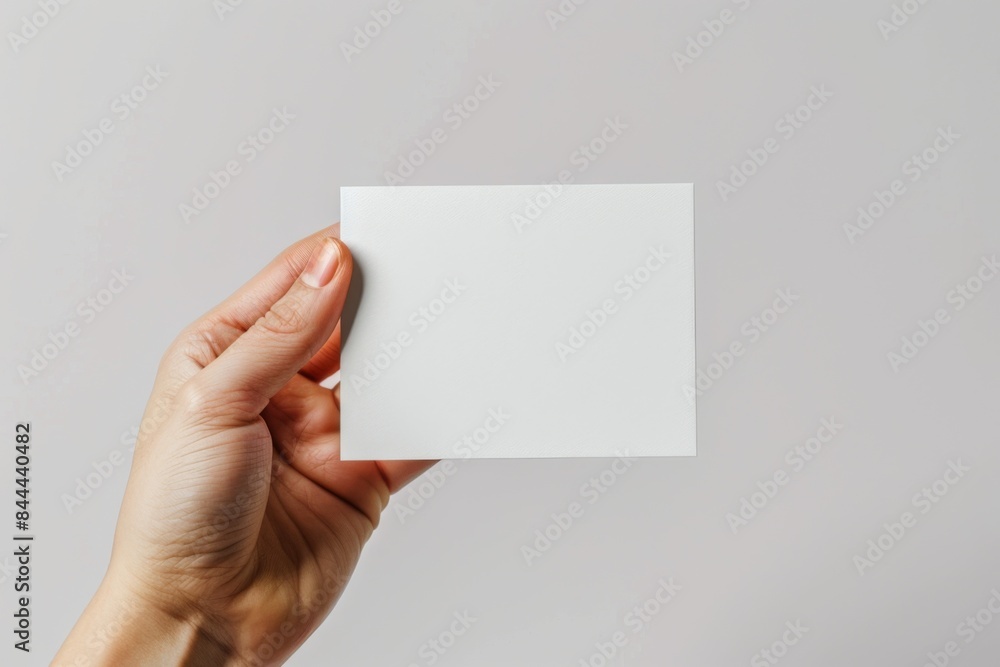 Fototapeta premium Blank White Card Mockup on Hand created with Generative AI