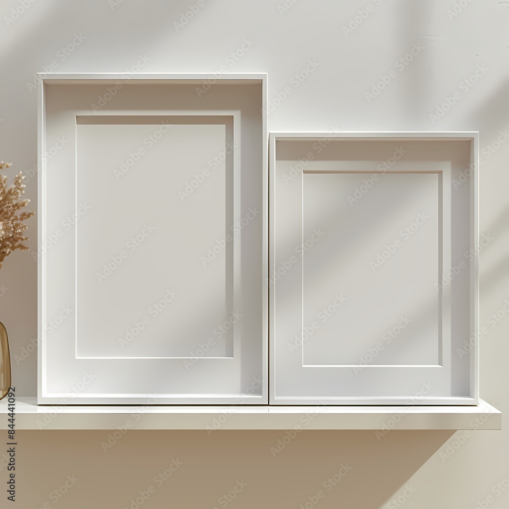 Mock up thick white vertical frame border for art, wall art hanging on the white color minimal wall , neutral color background, wallpaper Mock up thick white vertical frame border for art, wall art hanging on the white color minimal wall , neutral color background, wallpaper