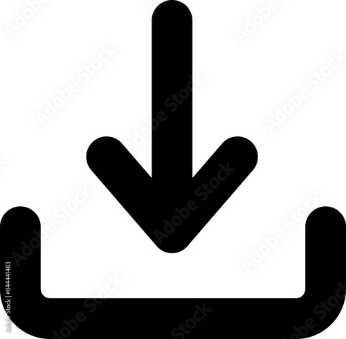 Black Download Icon with Arrow