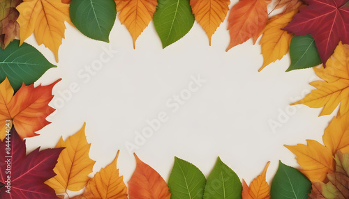 Colorful Leaves Flatlay with Copy Space