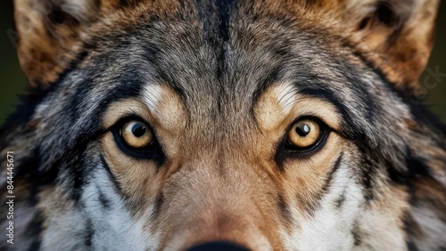 The wolf's eyes were deep golden yellow, reflecting fire and alert attitude