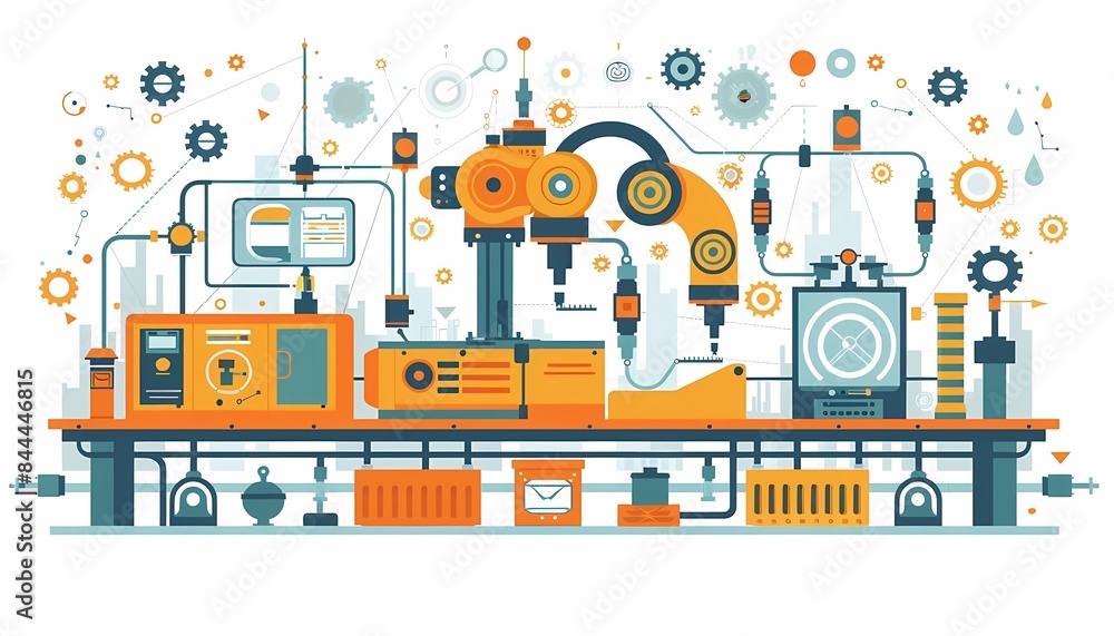 Naklejka premium Flat design of lean manufacturing with productivity improvement, resource optimization, and lean techniques