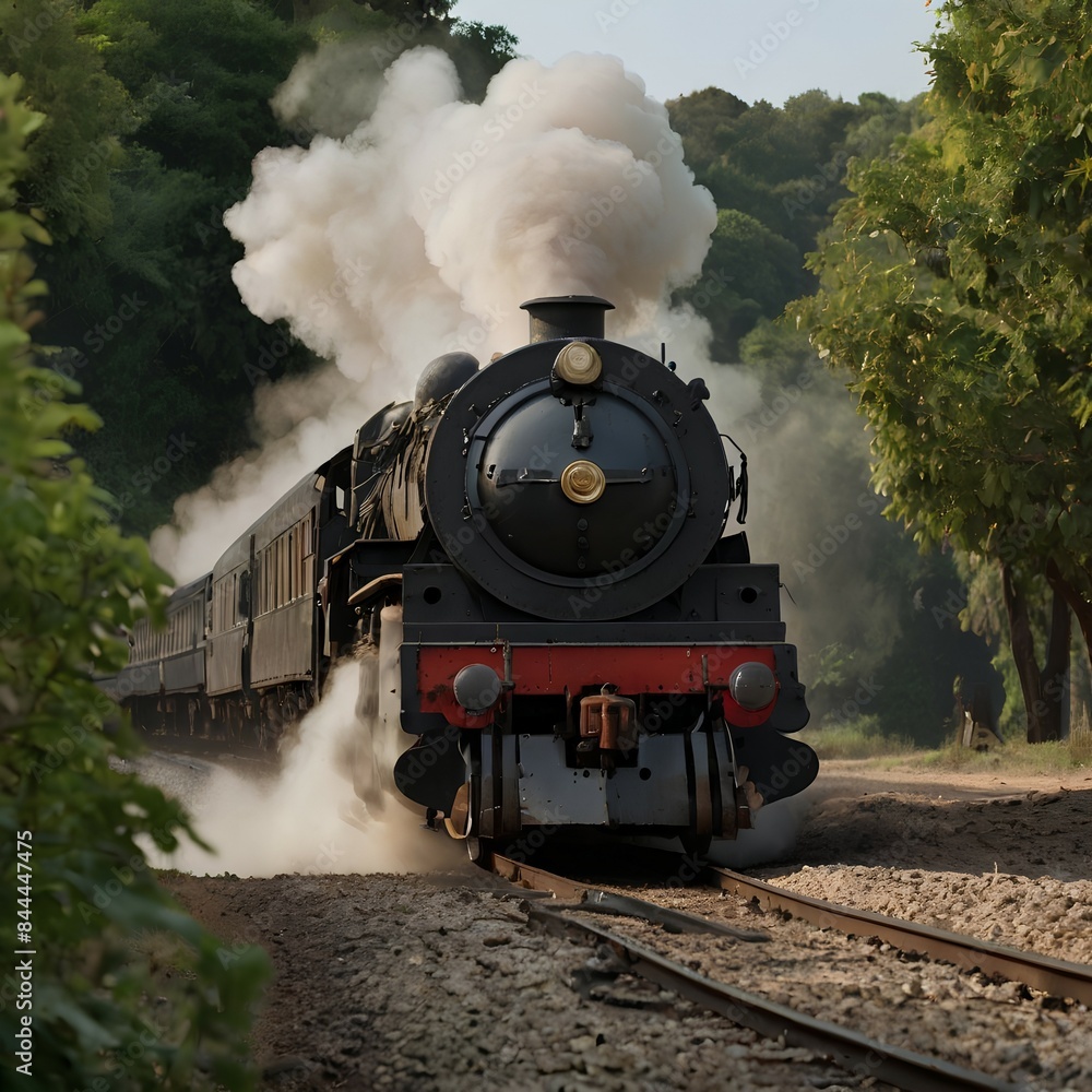 Naklejka premium steam train in the forest
