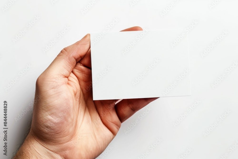Obraz premium Blank White Card Mockup on Hand created with Generative AI
