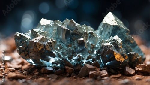 Raw Zinc Ore A Double Exposure Silhouette Revealing the Rough yet Metallic Beauty of Unprocessed Mineral.
