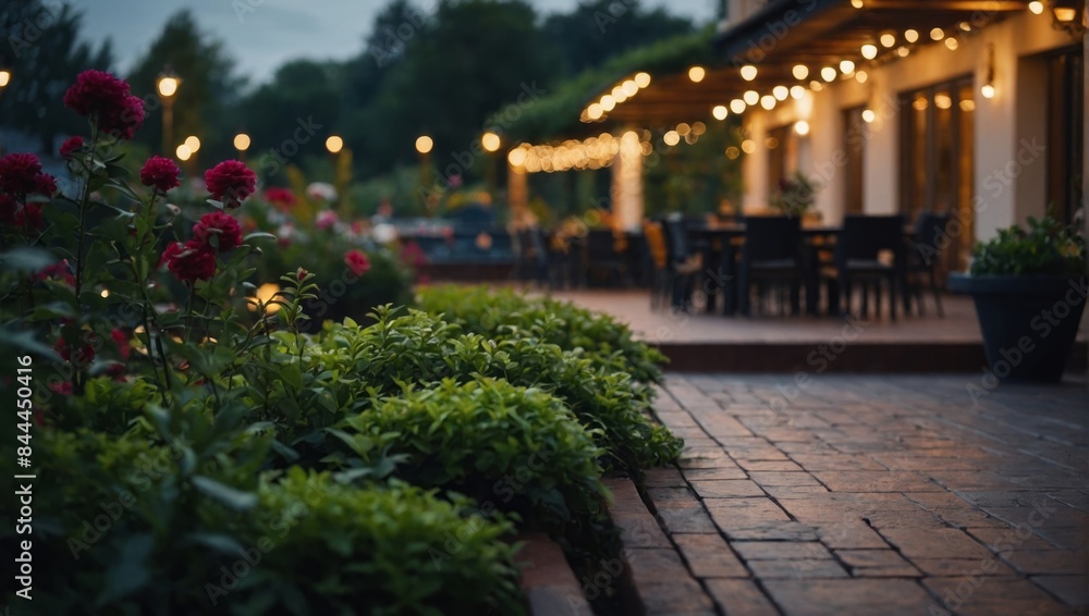 Fototapeta premium beautiful terrace with ornamental garden.