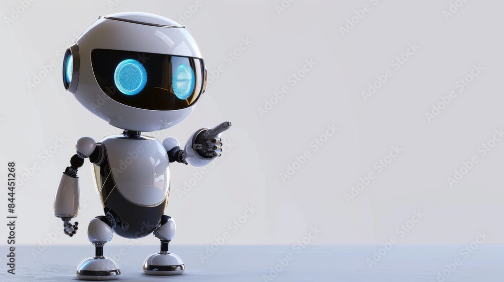 Happy Robot Pointing Gesture Illustration Happy Robot Pointing Gesture Illustration