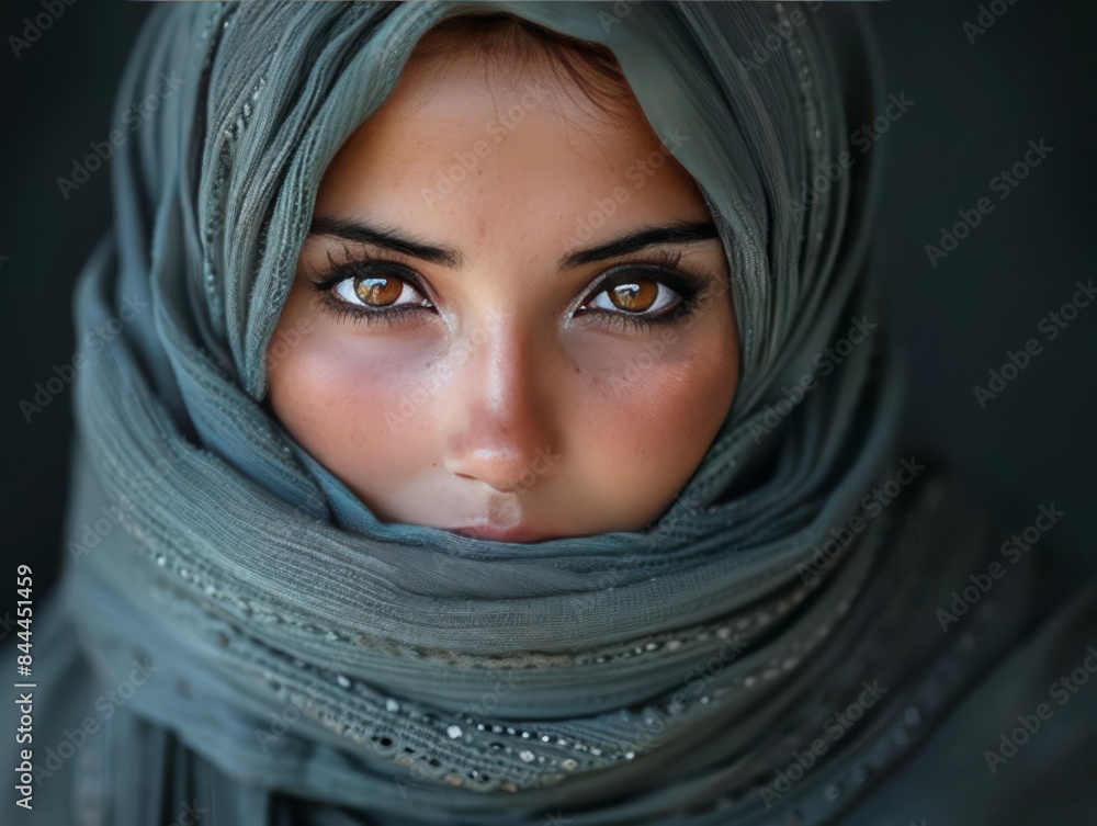 Take a closeup portrait focusing on a woman s eyes and upper face Take a closeup portrait focusing on a woman s eyes and upper face
