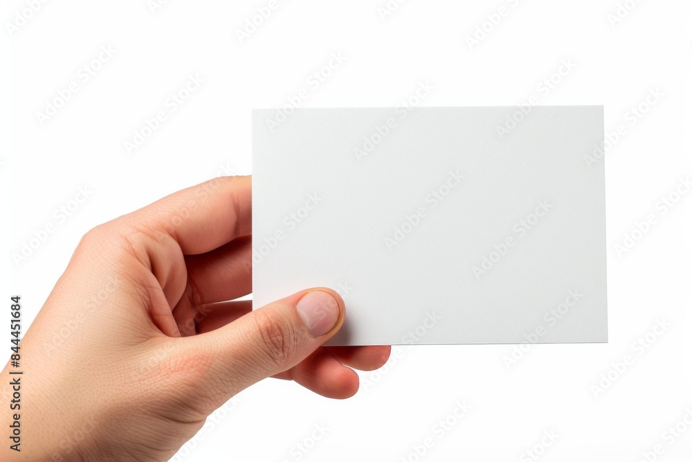 Blank White Card Mockup on Hand created with Generative AI Blank White Card Mockup on Hand created with Generative AI