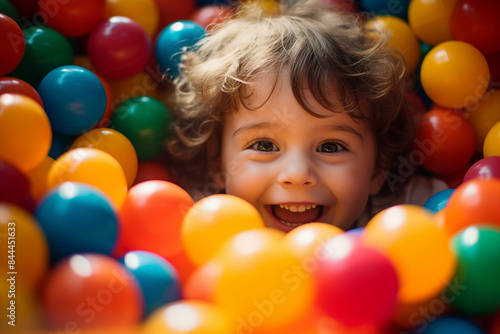 Cute children in playground playroom territory having fun playful childish mood made by Generative AI © Tetiana
