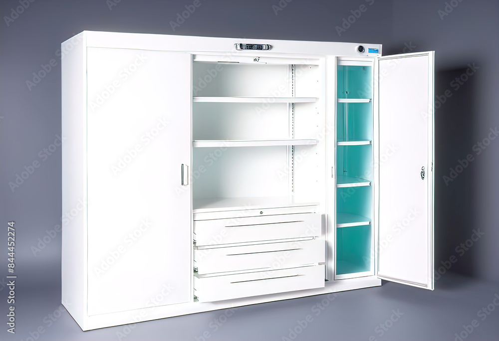 Luxury white medical surgery room, medical cabinets, medical bed for procedures Luxury white medical surgery room, medical cabinets, medical bed for procedures