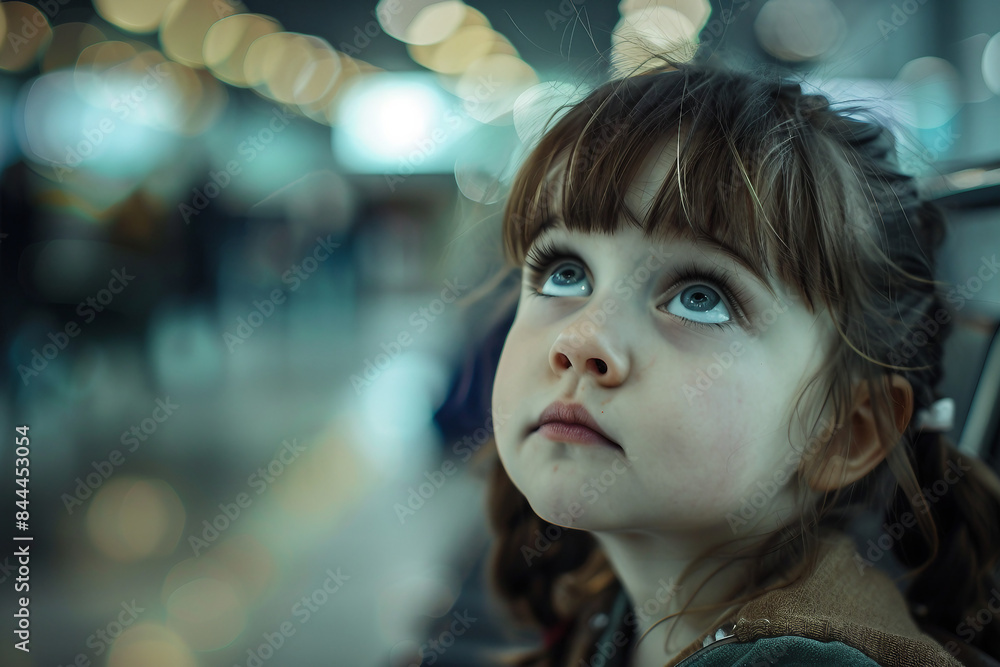 Poor little kid lost in big city forest woods airport street, Generative AI modern technology picture Poor little kid lost in big city forest woods airport street, Generative AI modern technology picture