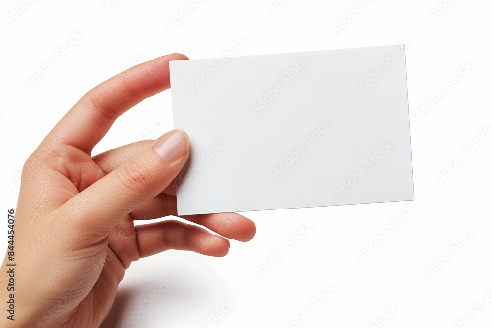 Obraz premium Blank White Card Mockup on Hand created with Generative AI