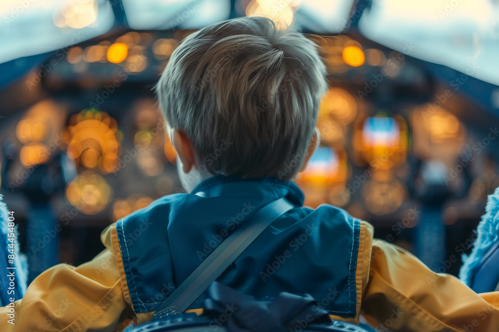 AI generated picture of happy kid wear airplane captain suit pilot career children day concept AI generated picture of happy kid wear airplane captain suit pilot career children day concept