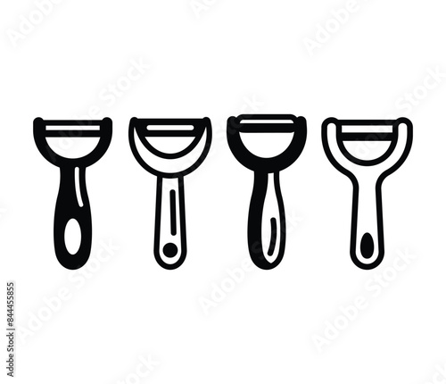 vegetable peeler tool icons symbol vector design black white illustration simple flat style sets