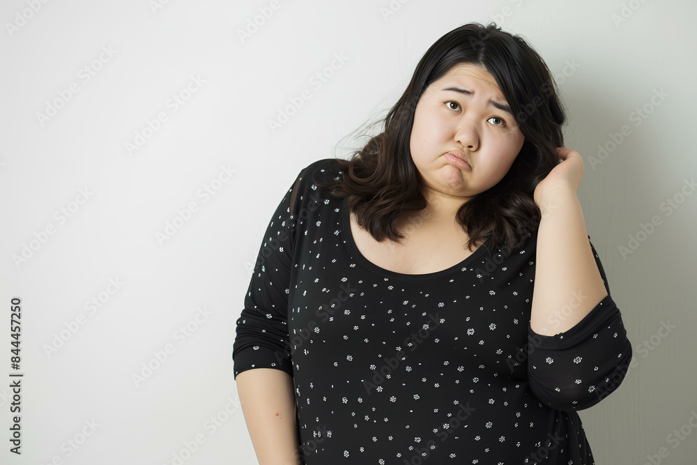 痩せたいのにダイエットに失敗してまた太ったことに悩む肥満女性
痩せたいのにダイエットに失敗してまた太ったことに悩む肥満女性