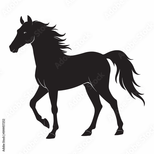Running horse black silhouette vector illustration
