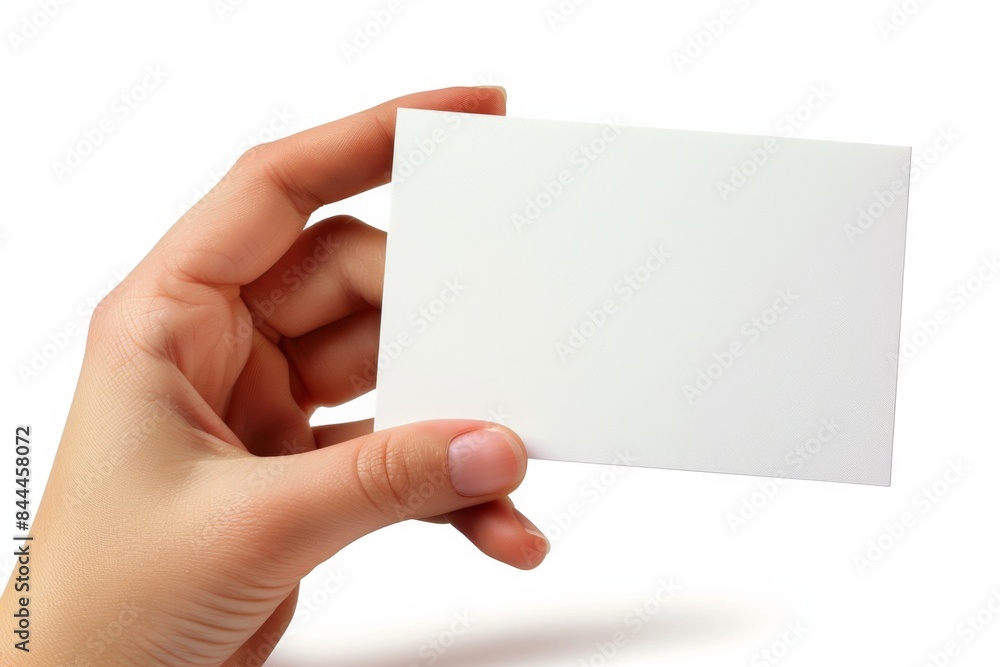 Obraz premium Blank White Card Mockup on Hand created with Generative AI