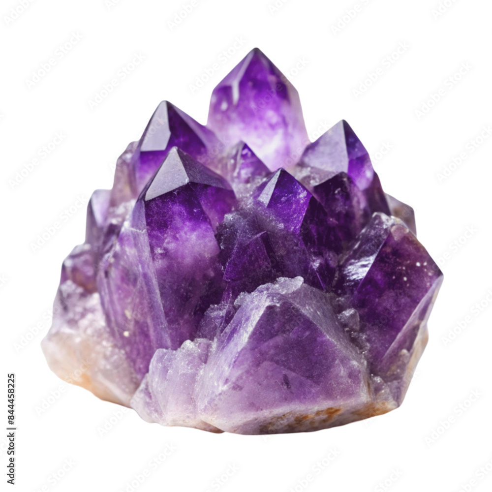 Fototapeta premium A purple amethyst crystal isolated on transparent background.