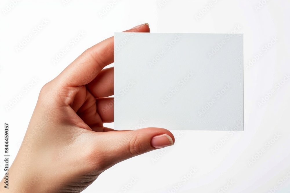 Obraz premium Blank White Card Mockup on Hand created with Generative AI