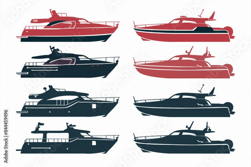 set of boats isolated on white, set of boats