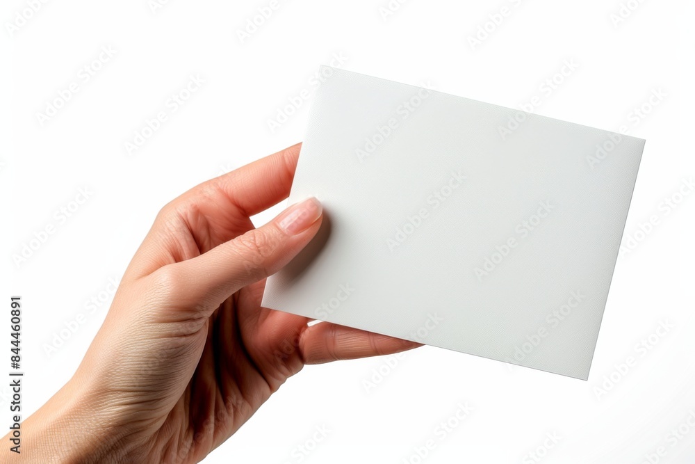 Blank White Card Mockup on Hand created with Generative AI Blank White Card Mockup on Hand created with Generative AI