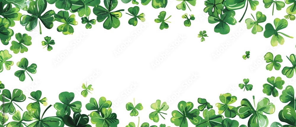 Playful Hand Drawn Clover Border Pattern with Blank Space for St Patrick s Day Background Playful Hand Drawn Clover Border Pattern with Blank Space for St Patrick s Day Background
