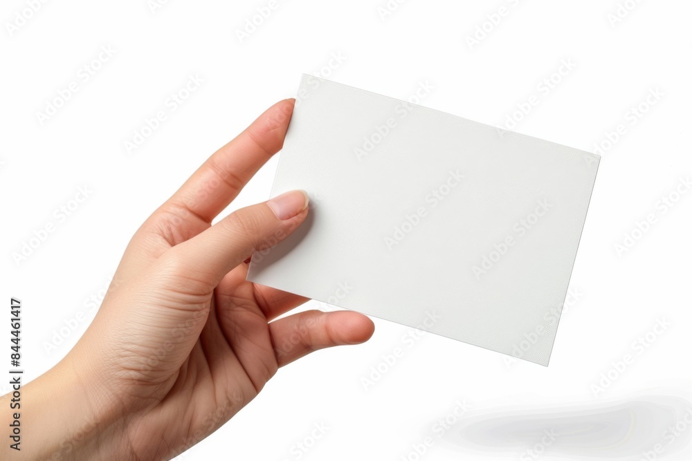 Blank White Card Mockup on Hand created with Generative AI Blank White Card Mockup on Hand created with Generative AI