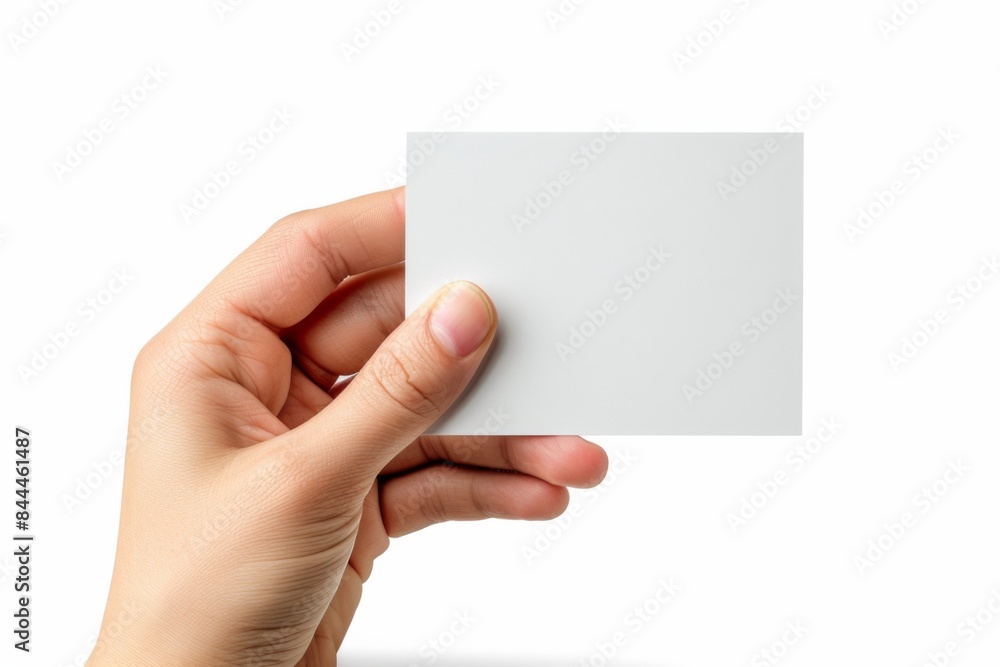Blank White Card Mockup on Hand created with Generative AI Blank White Card Mockup on Hand created with Generative AI