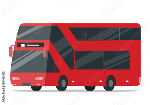 Red Double Decker Bus. london red bus vector illustration isolated on white background. Red double decker bus city transportation concept in cartoon illustration vector. 2262
