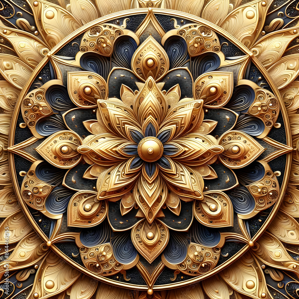 Fototapeta premium Opulent Mandalas: Three-Dimensional Designs with Golden Touches