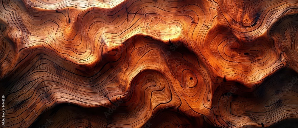 Abstract close-up of wooden texture with wavy patterns and rich, warm shades of brown, creating a natural and unique design. Abstract close-up of wooden texture with wavy patterns and rich, warm shades of brown, creating a natural and unique design.