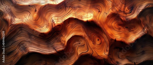 Wallpaper Mural Abstract close-up of wooden texture with wavy patterns and rich, warm shades of brown, creating a natural and unique design. Torontodigital.ca