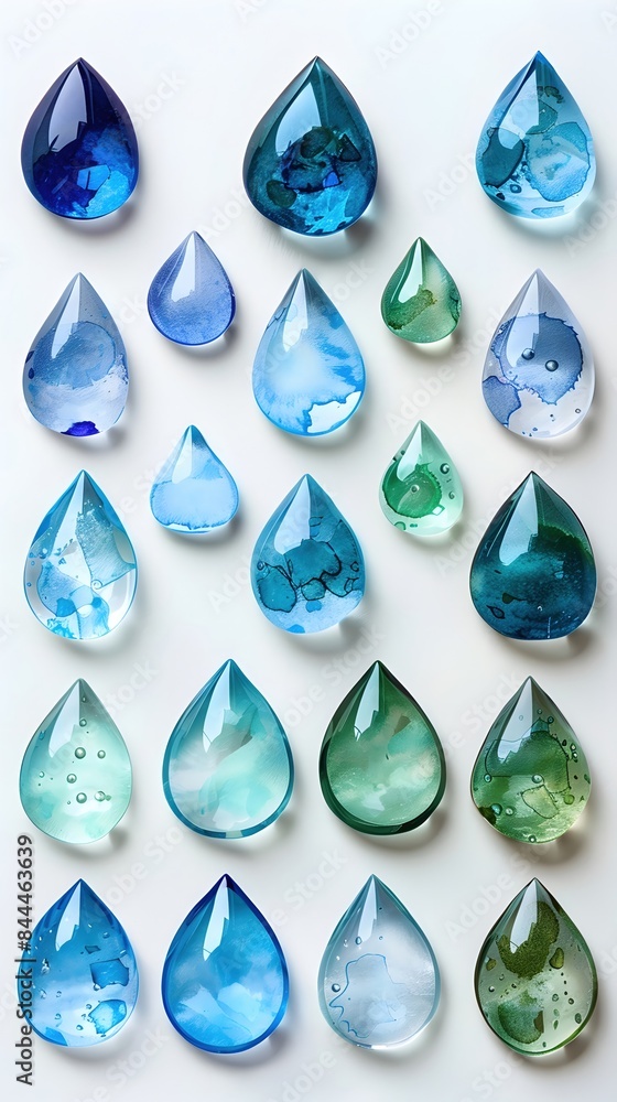 Cute Pastel Water Drop Icons for Daily Tracking and Monitoring Cute Pastel Water Drop Icons for Daily Tracking and Monitoring