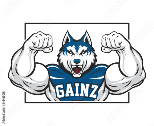 Gainz University logo features a powerful husky dog wearing a sports jersey, symbolizing strength.